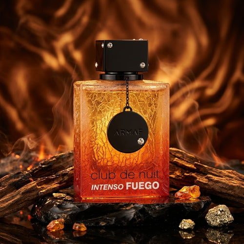 Frasco do perfume Club de Nuit Intenso Fuego Eau de Parfum da Armaf em destaque.