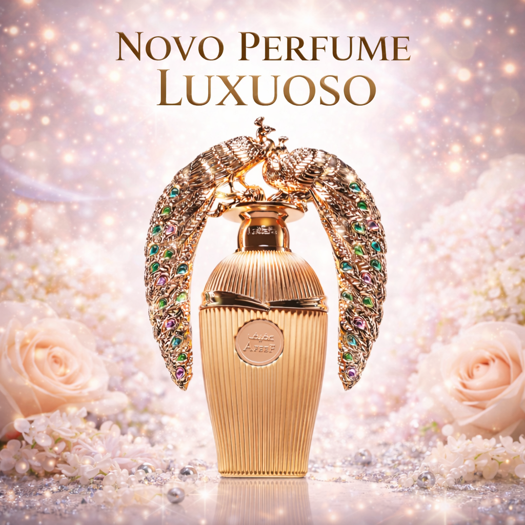 Lattafa Original Afeef perfume bottle with elegant design and intricate details against a neutral background.