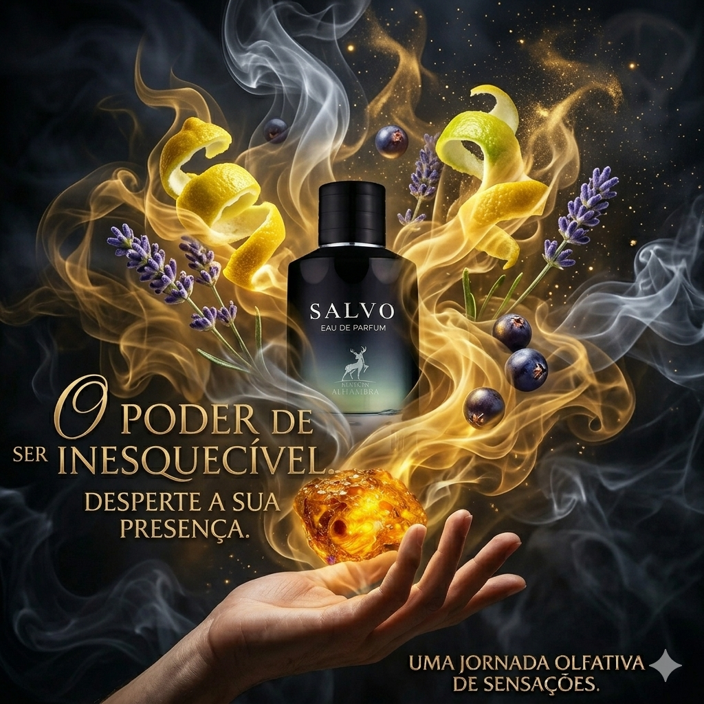 Frasco de Eau de Parfum Salvo Maison Alhambra Original da Luxos do Oriente, com design elegante e rótulo distintivo.