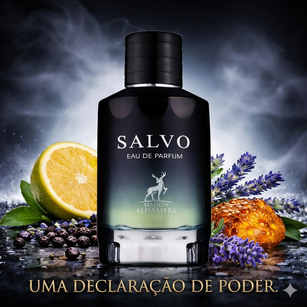 Frasco de Eau de Parfum Salvo Maison Alhambra Original da Luxos do Oriente, com design elegante e rótulo distinto.