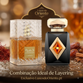 Conjunto Khamrah e Amber Saffron da Luxos do Oriente, frascos de perfumes com aromas sofisticados e elegantes.