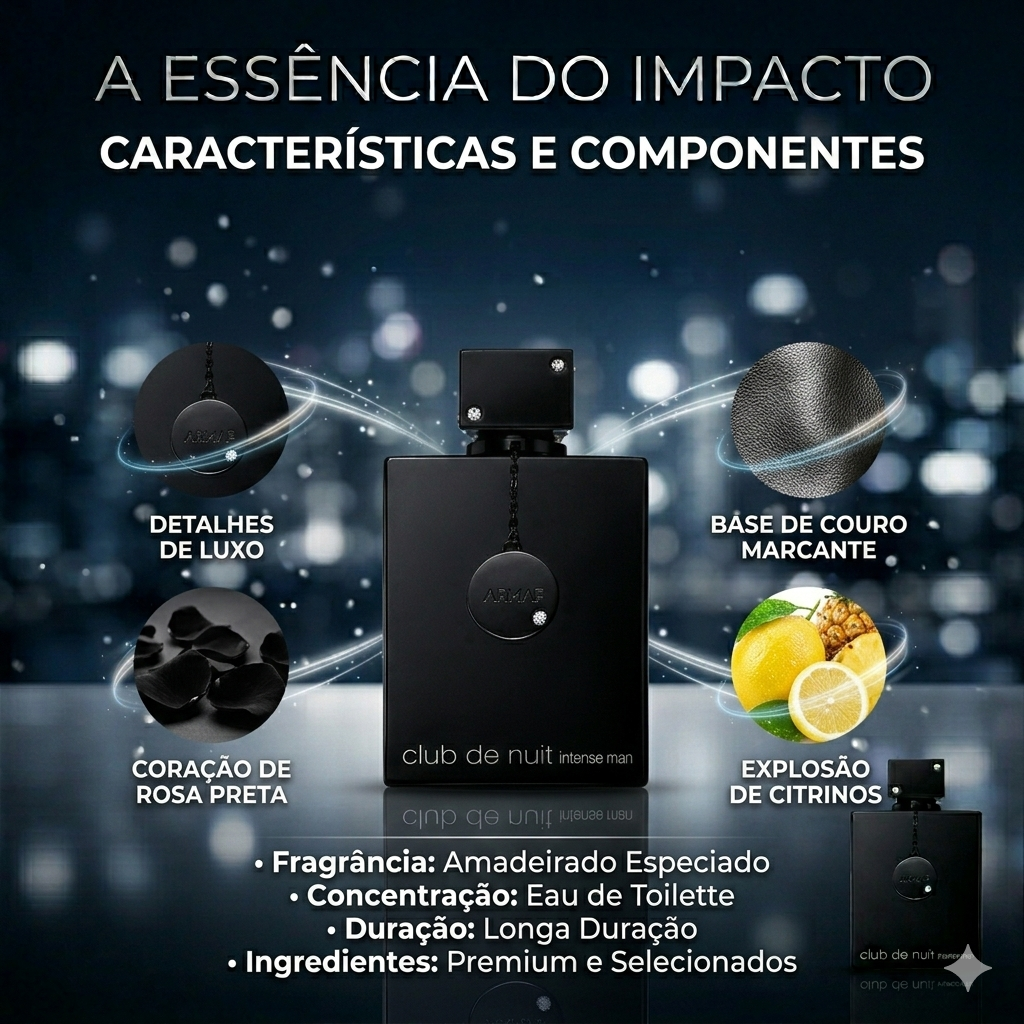 Club de Nuit Intense Man by Armaf, a sleek black bottle of original EDT with a stylish design and bold branding.