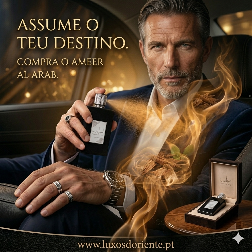 Frasco de perfume Oud de Ouro Ameer Al Arab - Lattafa Original, embalagem elegante e fragrância oriental intensa