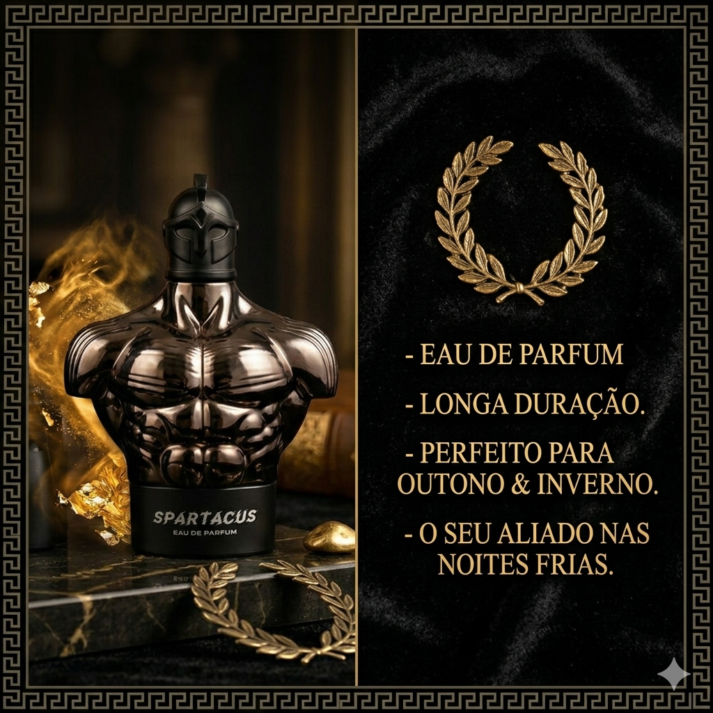 Frasco de Eau de Parfum Spartacus da Armaf, embalagem elegante e design sofisticado, ideal para homens.