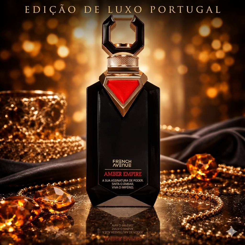 Vela Amber Empire da Oud de Ouro, com design elegante e detalhes dourados, ideal para decoração sofisticada.