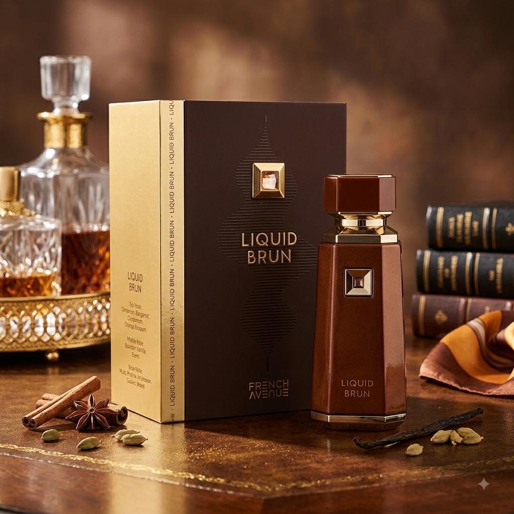 Perfume Eau de Parfum Liquid Brun da Oud de Ouro, frasco elegante com design que reflete sofisticação e luxo.