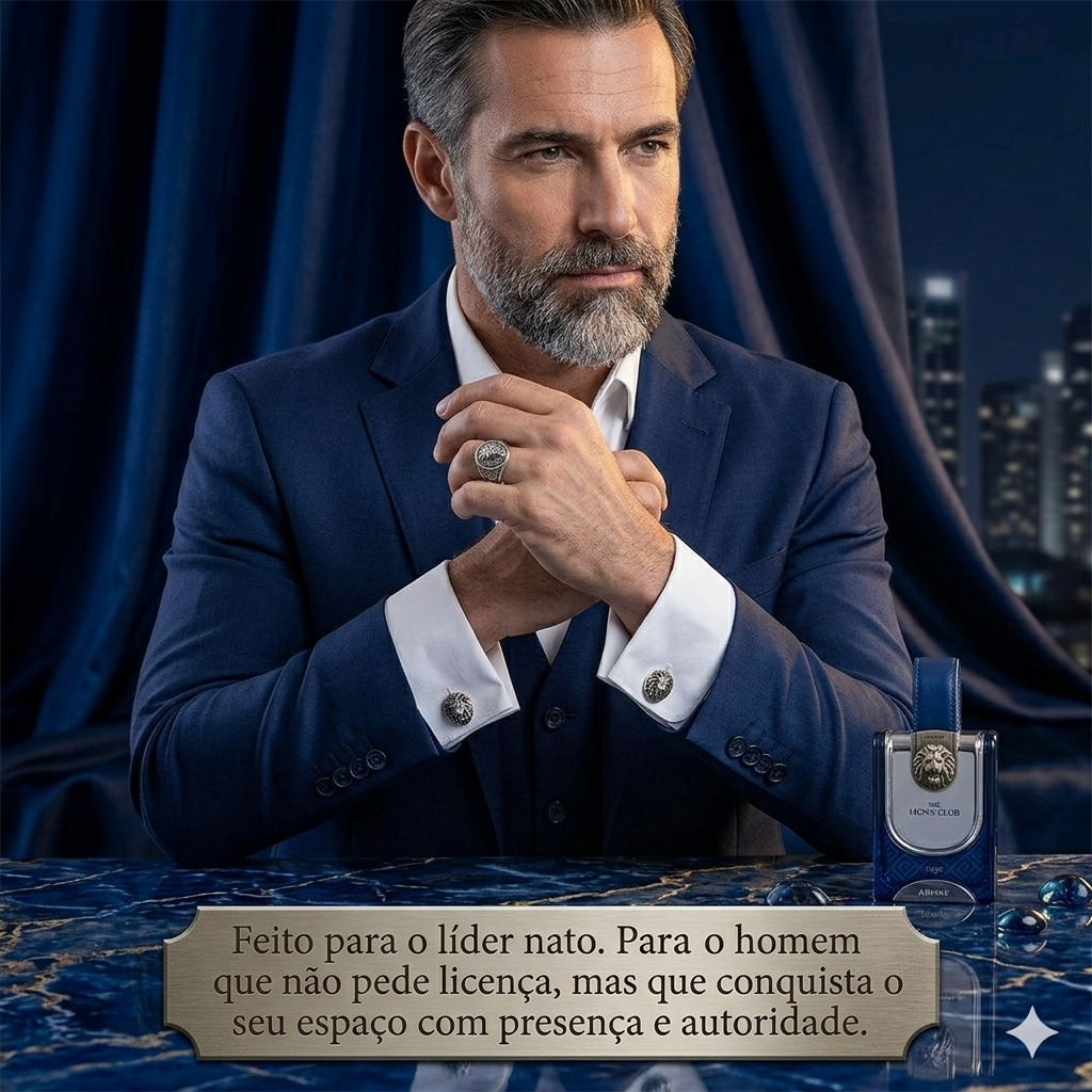 Frasco de Eau de Parfum The Lion's Club Rugir da Armaf, com design elegante e embalagem do produto Luxos do Oriente.