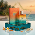 Rayhaan Tropical Vibe Eau de Parfum bottle by Luxos do Oriente with tropical-themed packaging and vibrant colors.