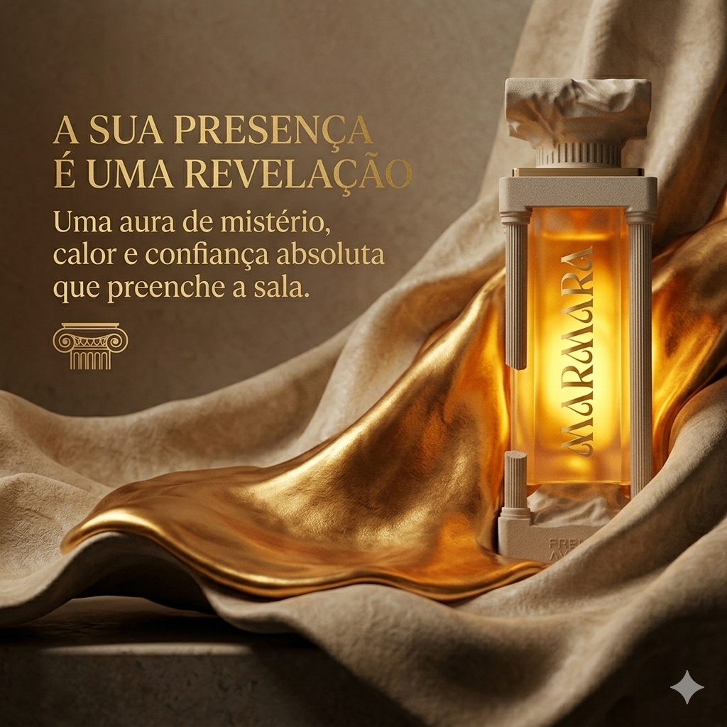 Frasco de perfume Marmara Extrait de Parfum French Avenue da Luxos do Oriente, com embalagem elegante e design sofisticado