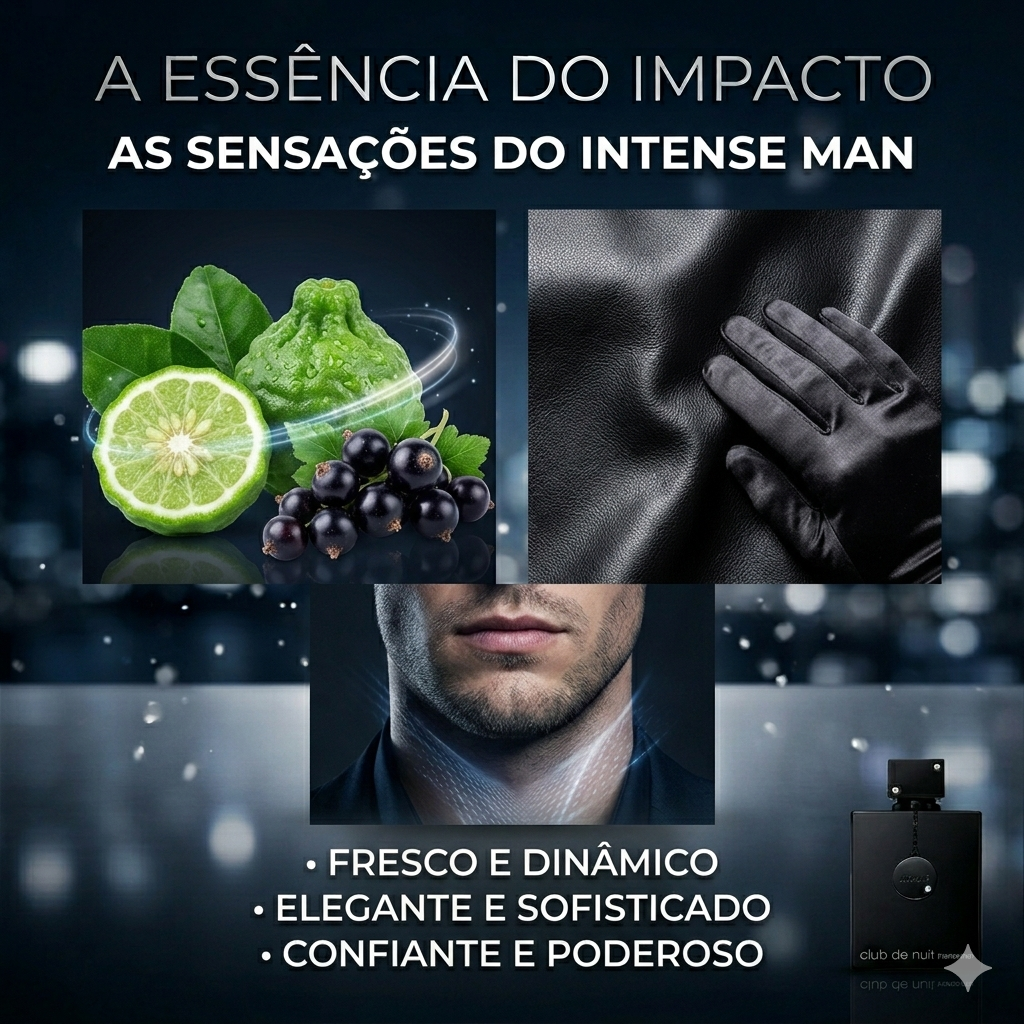 Club de Nuit Intense Man by Armaf Original EDT bottle with sleek design and dark color, set against a neutral background.