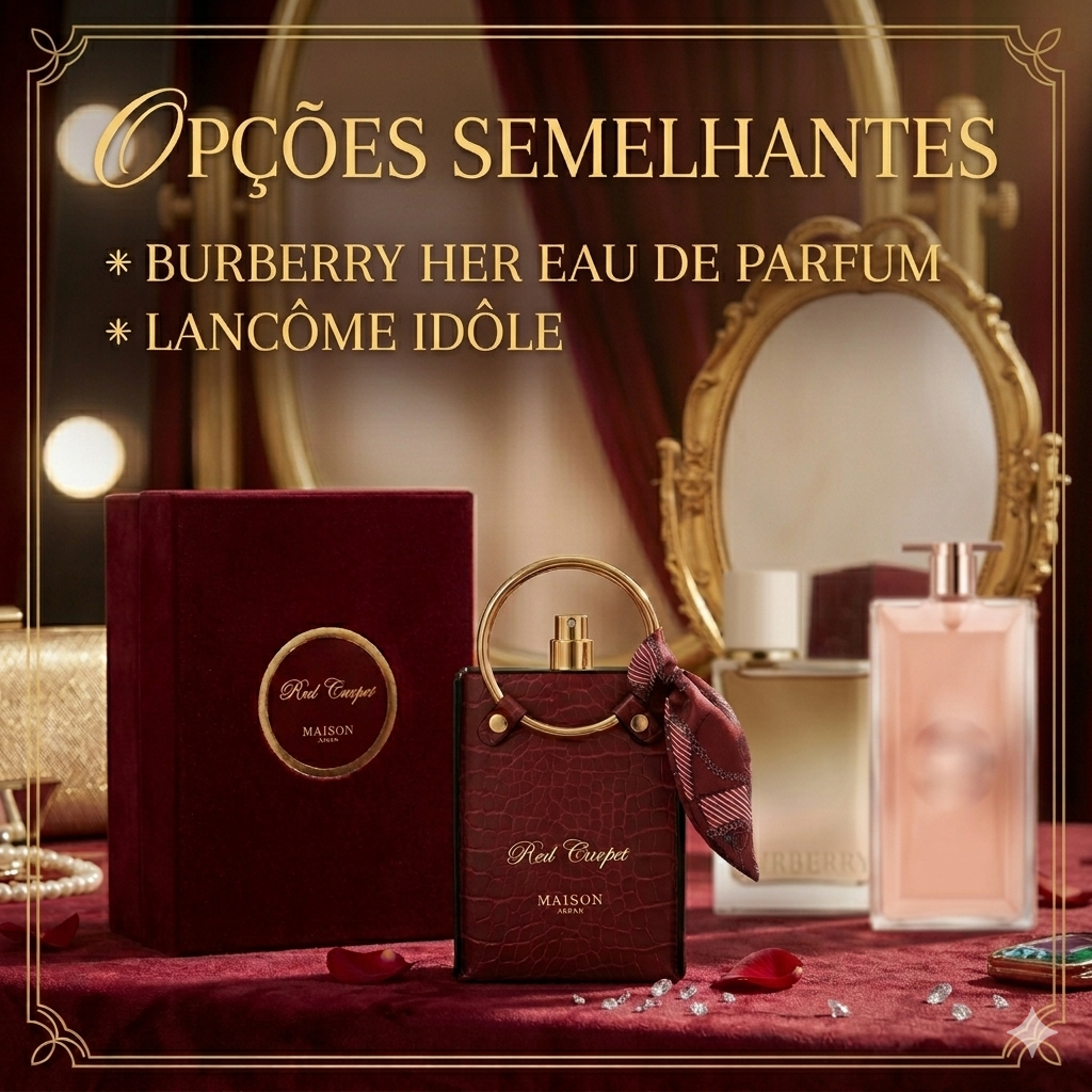 Perfume Eau de Parfum Red Carpet Maison Asrar, fragrância oriental com embalagem elegante e design sofisticado.