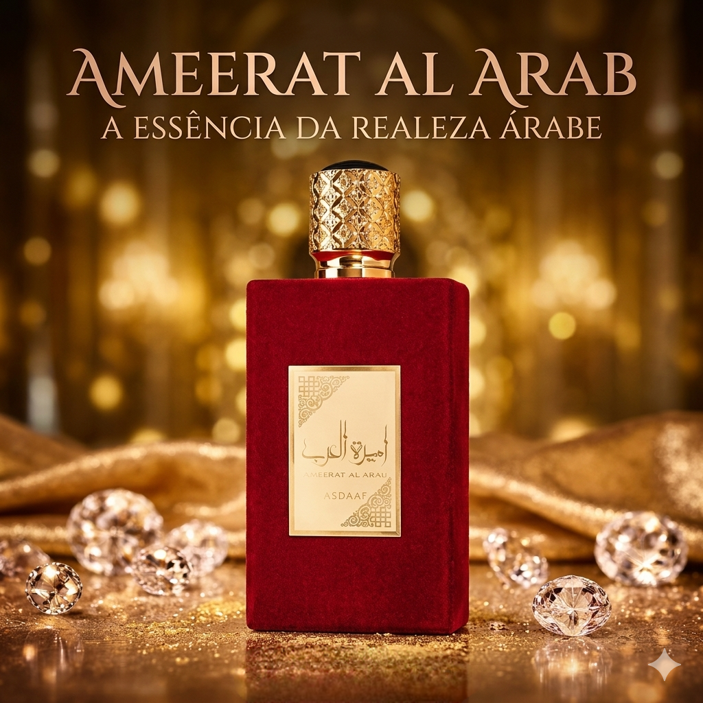 Frasco de 100ml de Ameerat Al Arab Asdaf Lattafa da marca Oud de Ouro, perfume com embalagem elegante e frasco transparente.