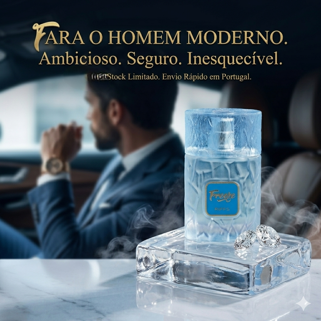 Frasco de perfume Freeze - Extrait de Parfum da marca Luxos do Oriente, com embalagem elegante e fragrância exótica.