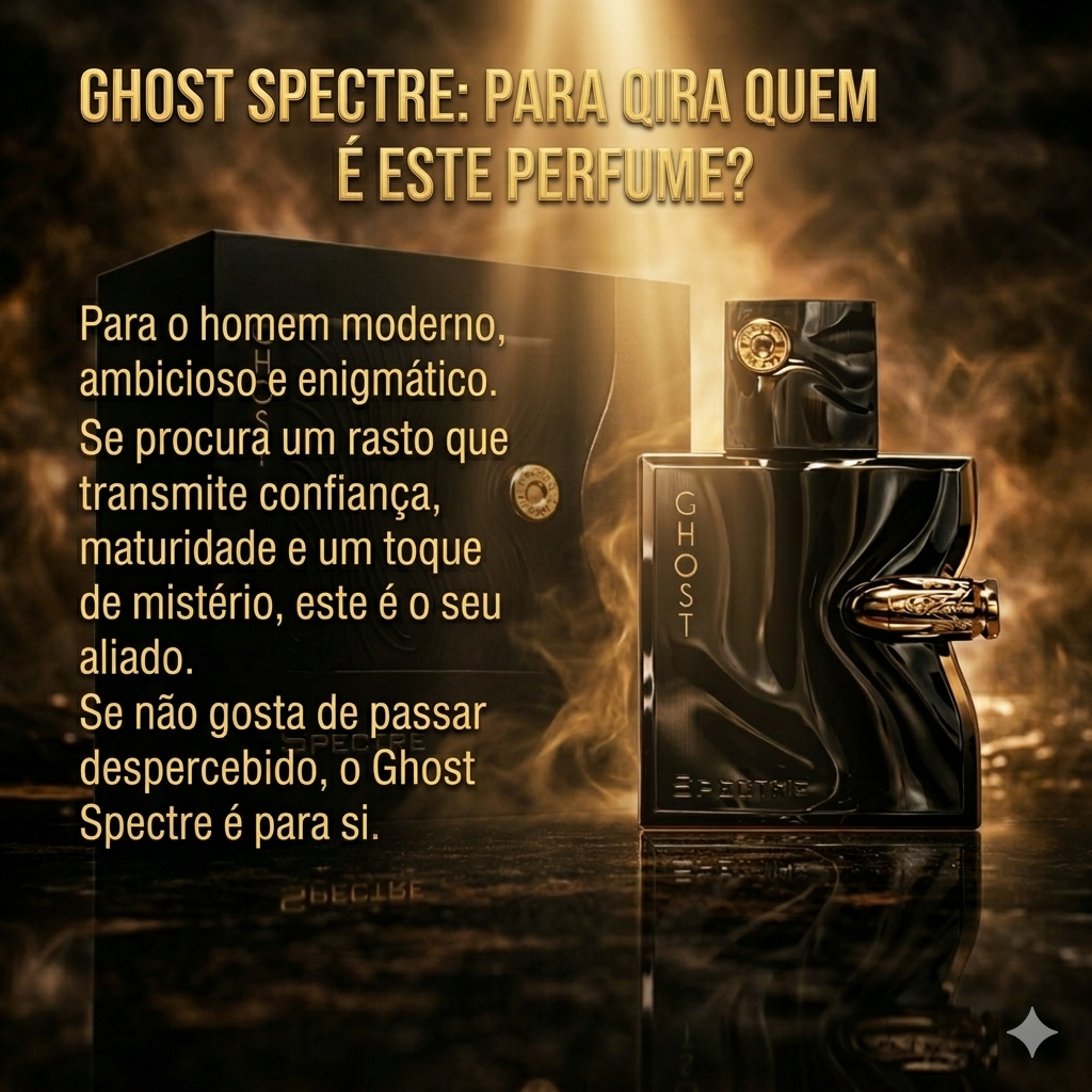 Frasco de perfume Spectre Ghost French Avenue da Oud de Ouro, embalagem elegante e design sofisticado.