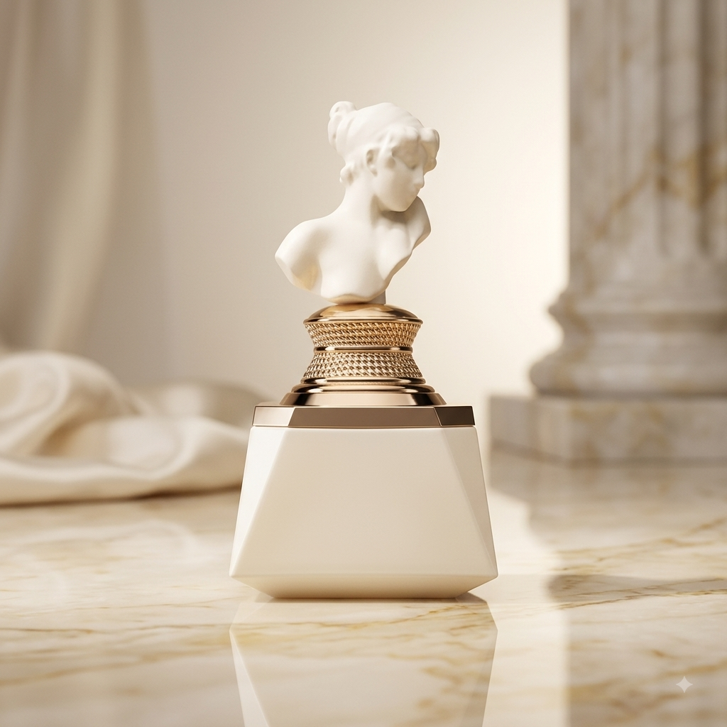 Frasco do perfume Venus de Milo Eau de Parfum da Luxos do Oriente, com design elegante e rótulo em estilo clássico.