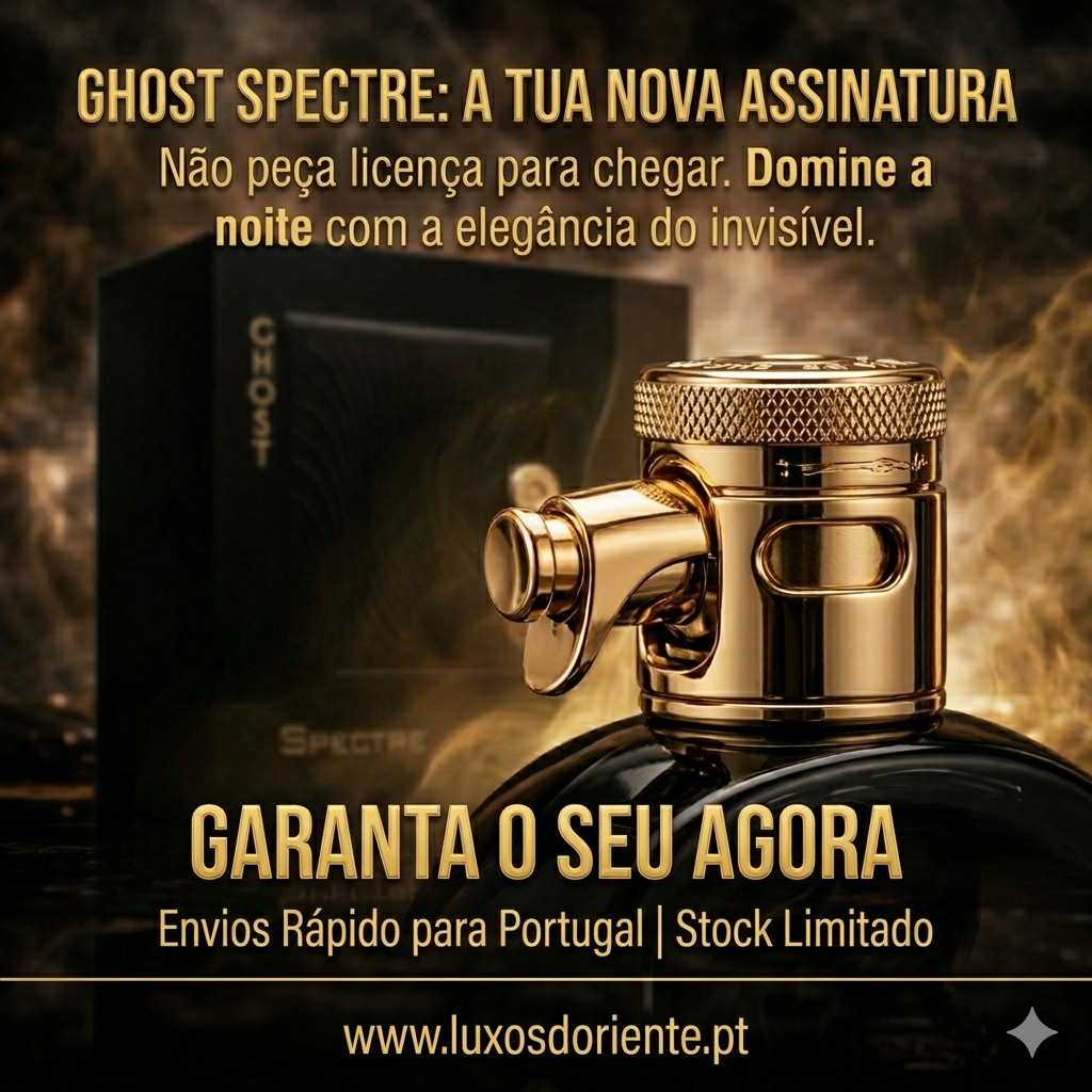 Frasco de perfume Oud de Ouro Spectre Ghost – French Avenue, embalagem original com design elegante e detalhes sofisticados.