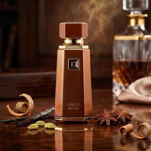 Frasco de Liquid Brun Eau de Parfum da Oud de Ouro, com design elegante e rótulo que destaca a fragrância French Avenue.