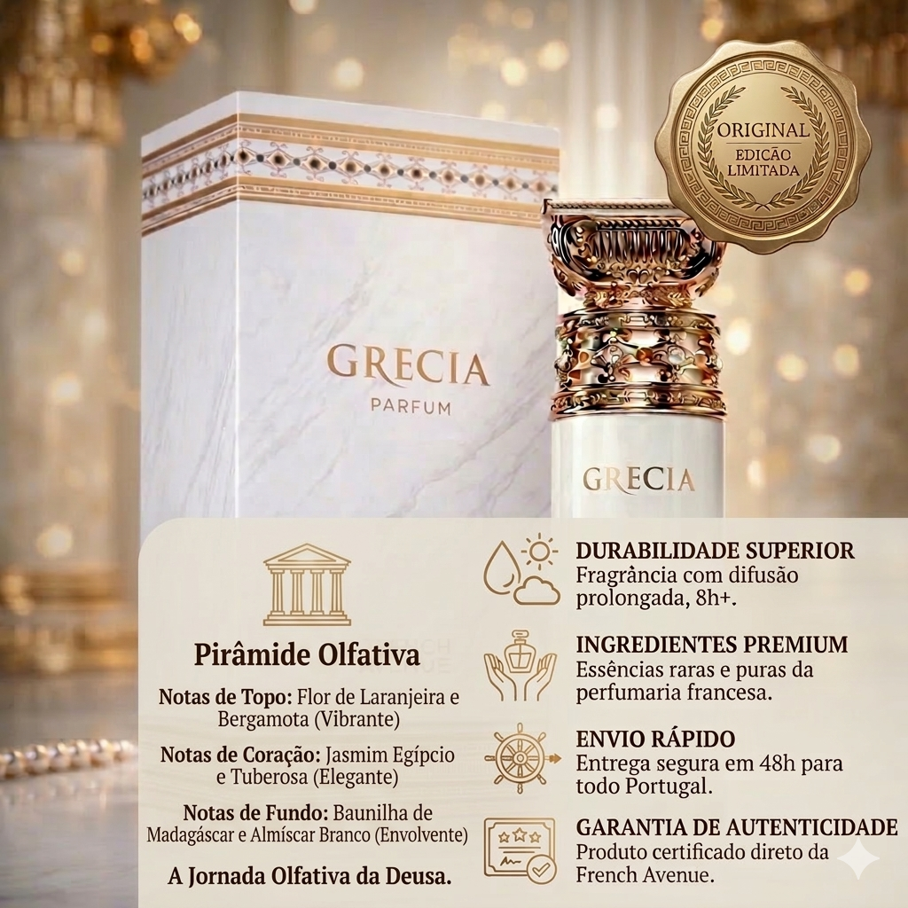 Vaso decorativo de vidro da coleção Grécia – French Avenue Original pela Oud de Ouro, com detalhes dourados e design elegante.