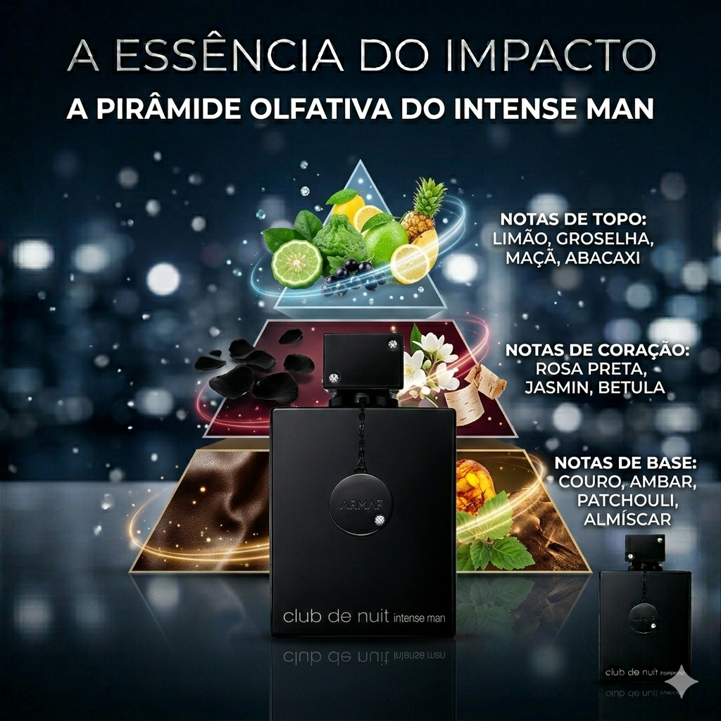 Armaf Club de Nuit Intense Man EDT bottle with a sleek design, showcasing the fragrance's deep amber liquid.