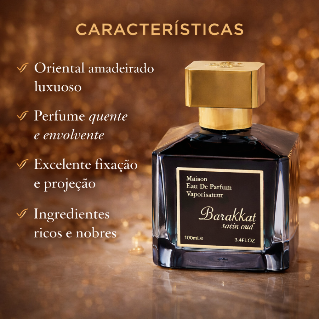 Barakkat Satin Oud – Eau de Parfum - Fragrance World Original - Luxos do Oriente 