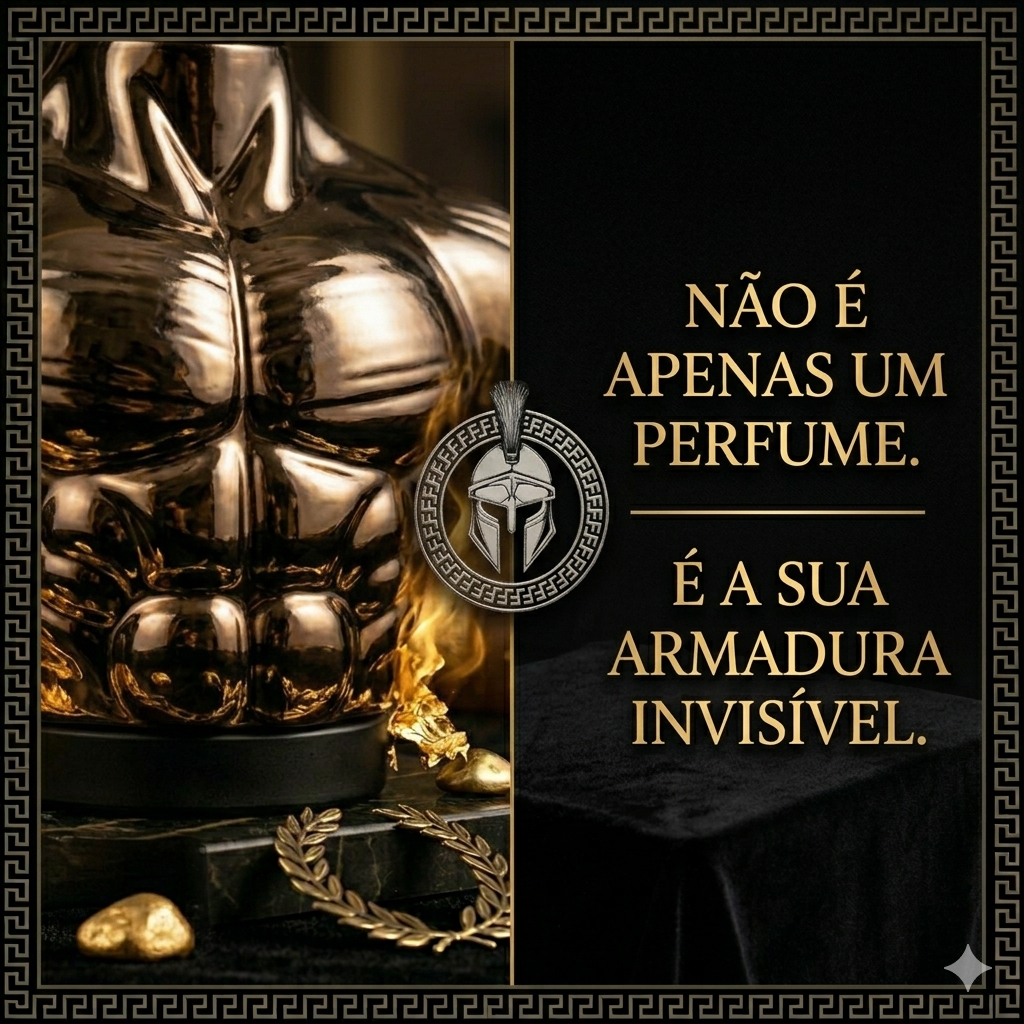 Frasco de perfume Spartacus Eau de Parfum da Armaf, com design elegante e detalhes que refletem a fragrância luxuosa.