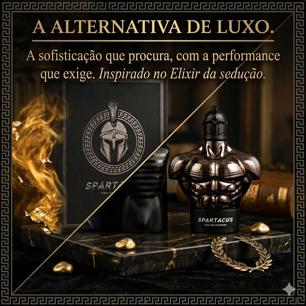 Frasco de Eau de Parfum Spartacus da Armaf Original, com design elegante e rótulo detalhado, refletindo sofisticação e estilo.