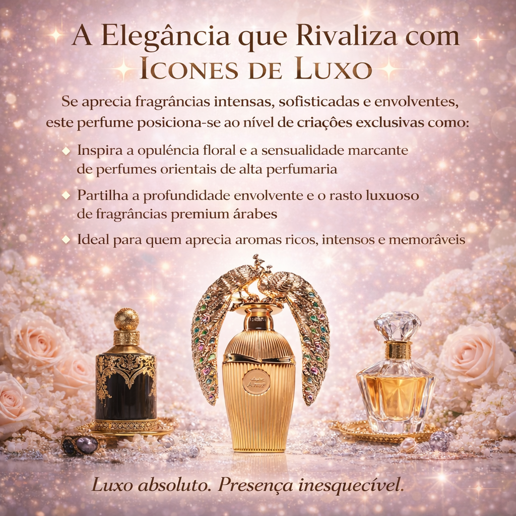 Lattafa Original Afeef perfume bottle with elegant design and Oud de Ouro branding against a soft background.