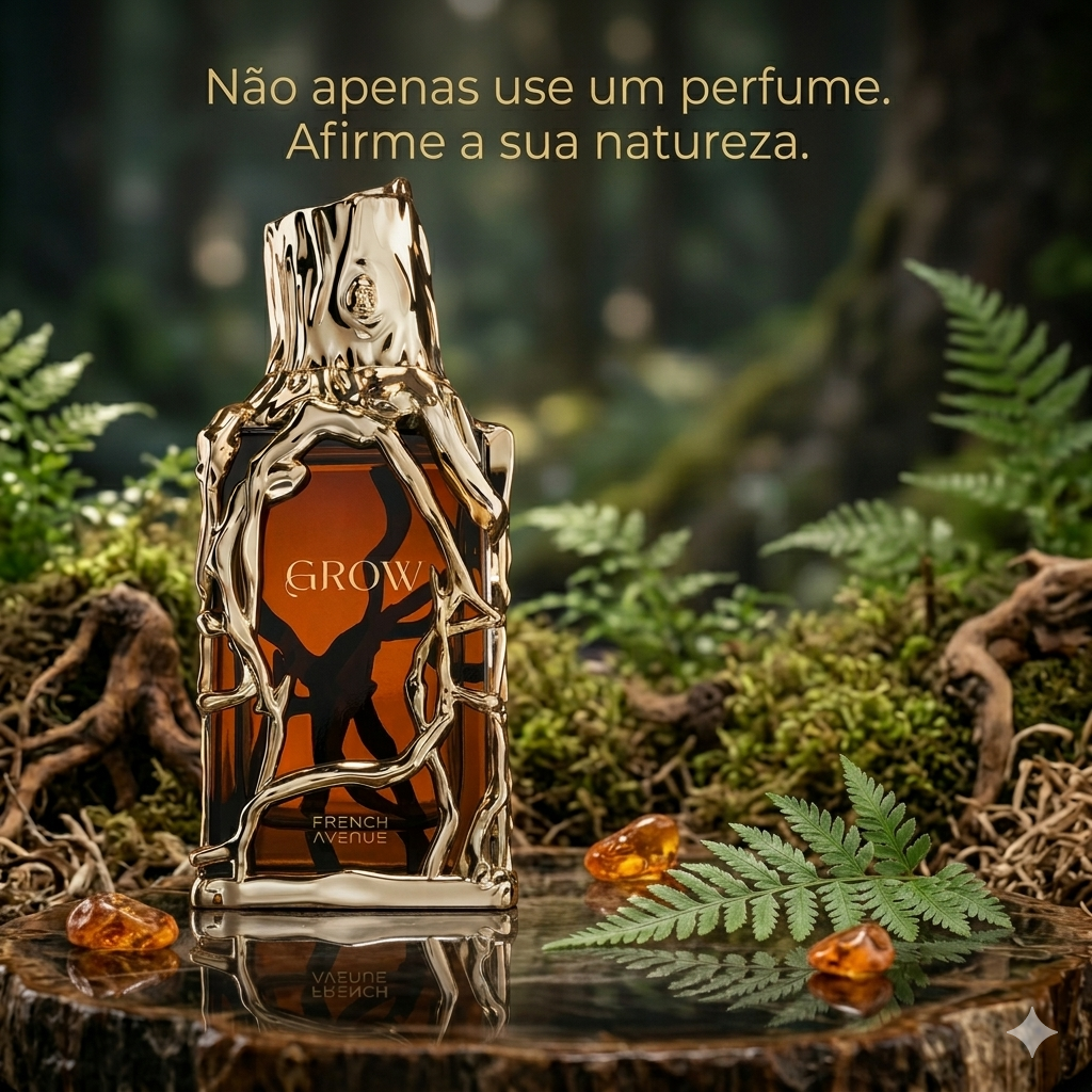 Frasco de Grow Extrait de Parfum French Avenue Original da Luxos do Oriente, com design elegante e detalhes sofisticados