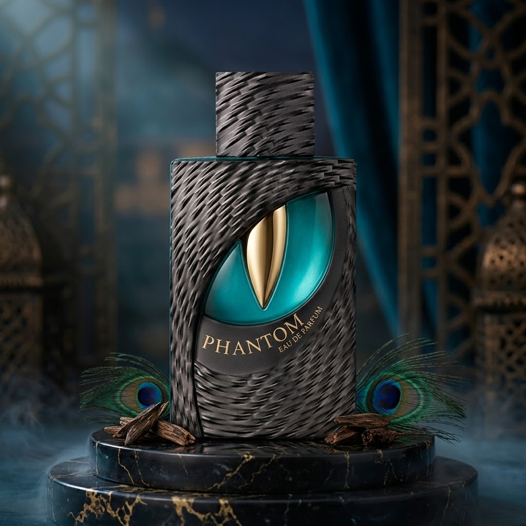 Perfume Phantom Eau de Parfum Gulf Orchid da Luxos do Oriente, frasco com design elegante e detalhes florais.