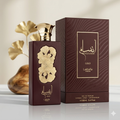 Frasco de Ansaam Gold Eau de Parfum da Lattafa Pride, fragrância dourada e elegante, com detalhes luxuosos e design sofisticado.