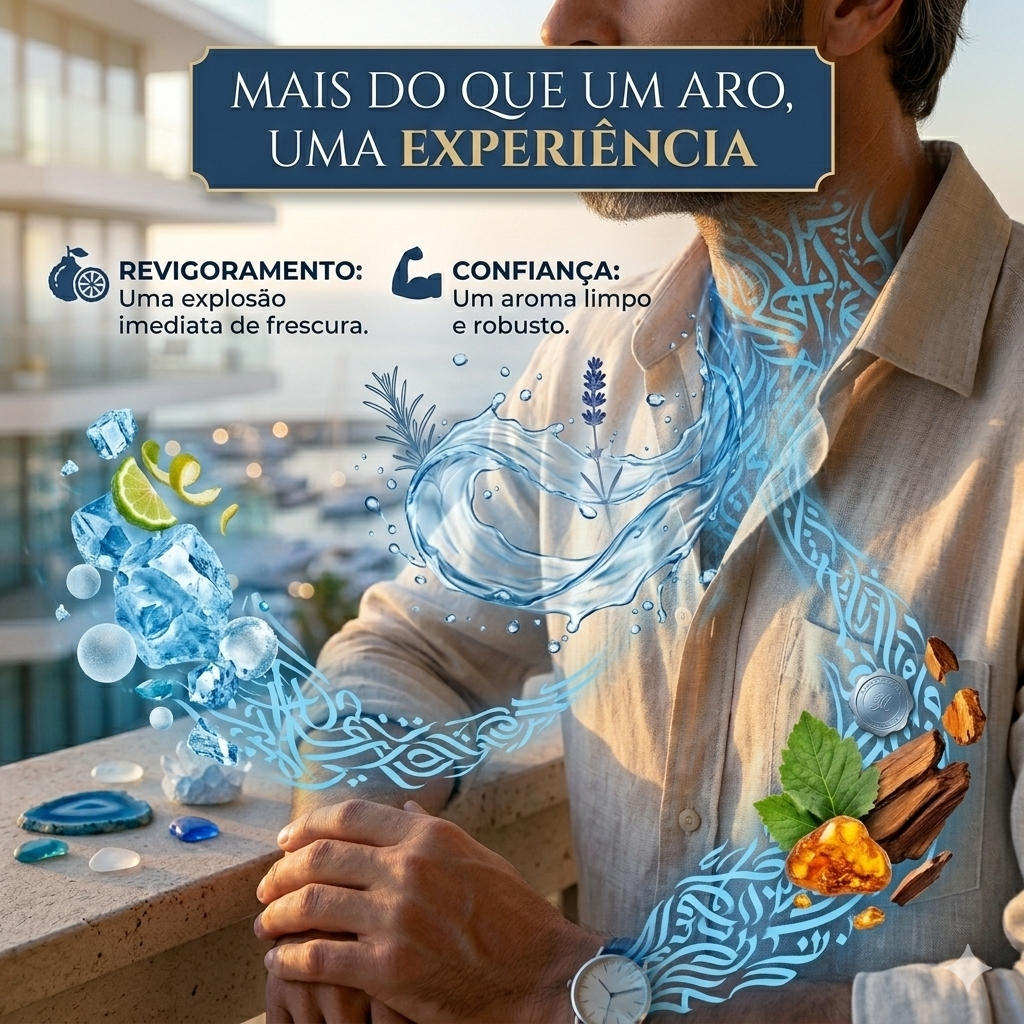 Rayhaan Ocean Rush Eau de Parfum by Luxos do Oriente in a sleek bottle with ocean-themed design.