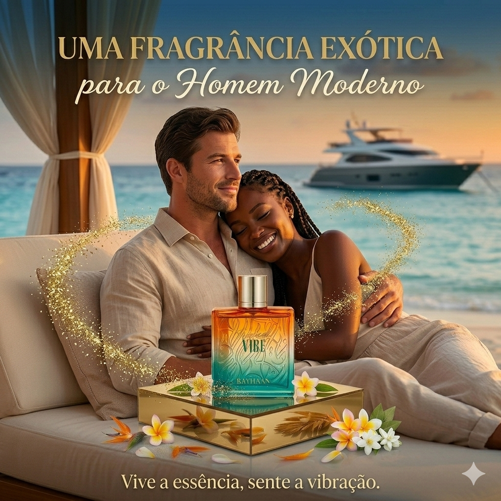 Eau de Parfum Rayhaan Tropical Vibe da Luxos do Oriente, frasco elegante com design tropical e toque exótico.