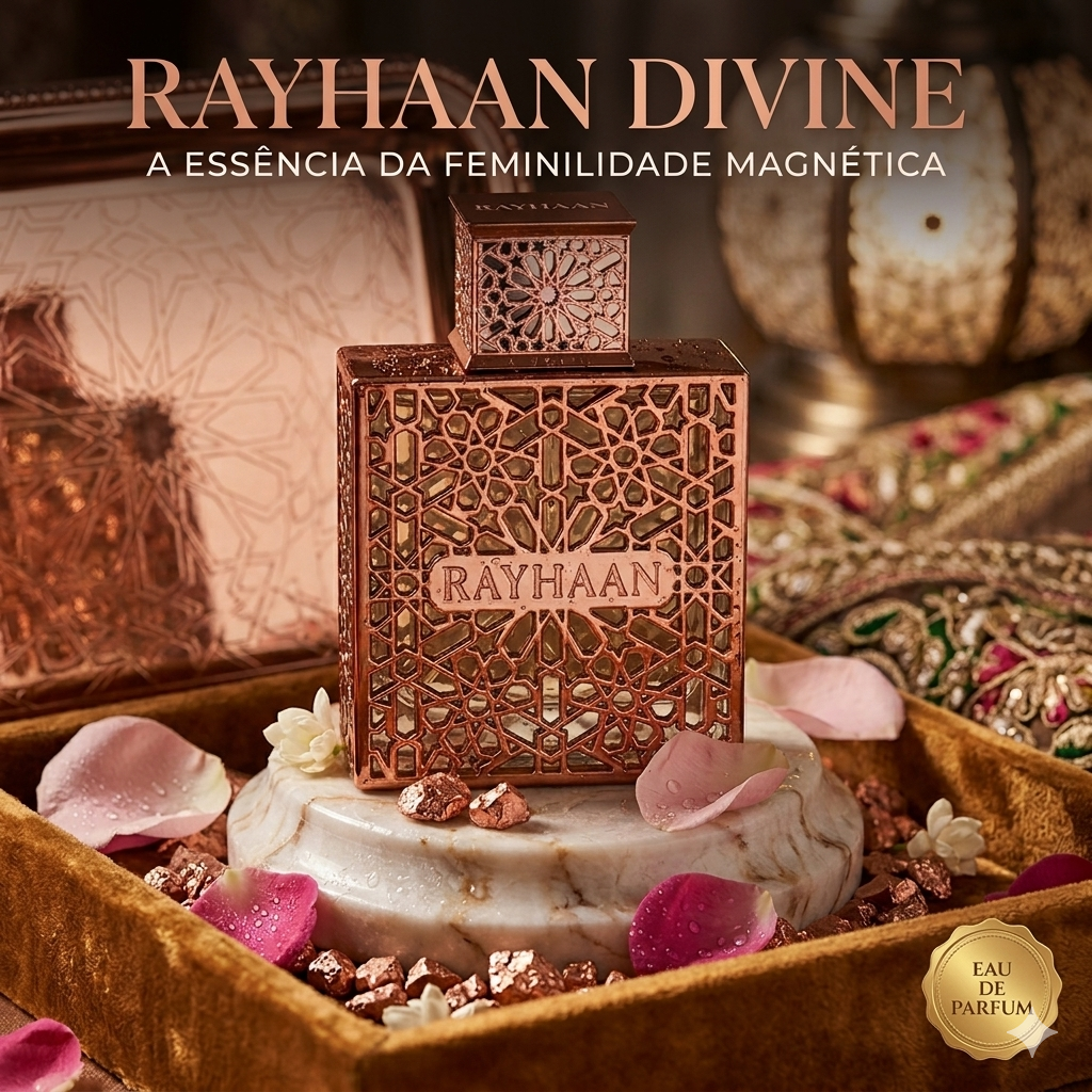 Perfume Rayhaan Divine Original da Luxos do Oriente, frasco elegante de Eau de Parfum com design sofisticado.