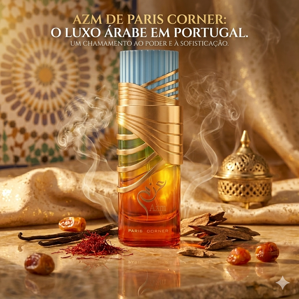 Frasco de perfume Eau de Parfum Paris Corner Original Luxos do Oriente, com detalhes elegantes e design sofisticado.