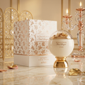 Bouquet floral em frasco de perfume Eau de Parfum Afnan Original, com design elegante e detalhes florais, da Luxos do Oriente.