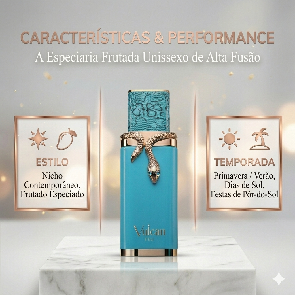 Vulcan Feu - French Avenue Original perfume Oud de Ouro, embalagem com frasco de vidro e detalhes elegantes.