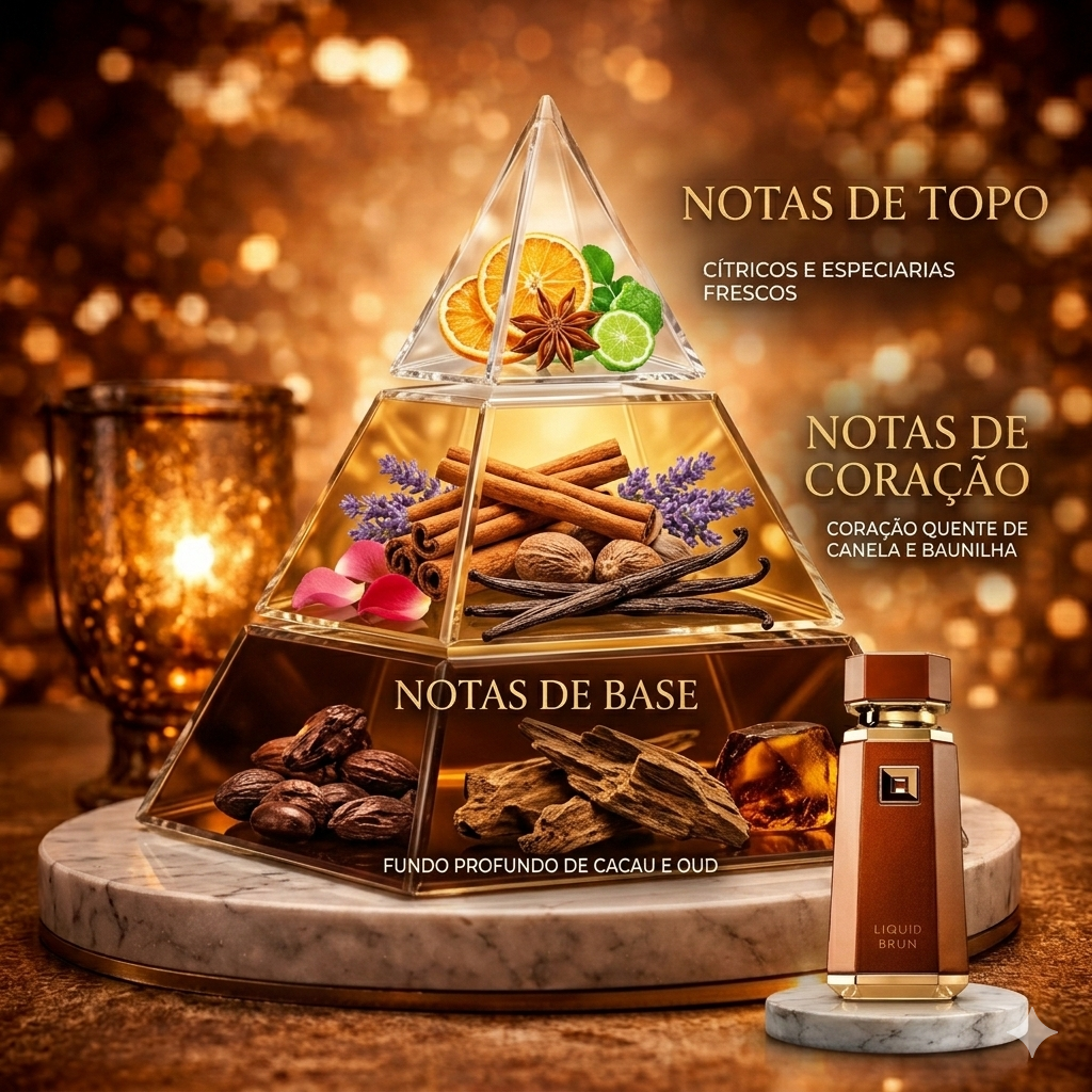 Liquid Brun by Oud de Ouro in a sleek bottle, showcasing its rich, dark color and elegant packaging design.