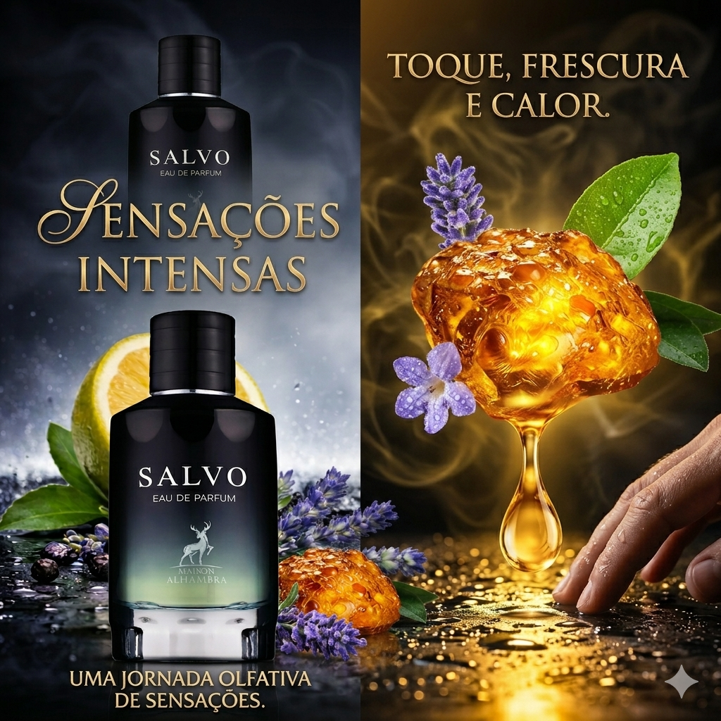 Frasco de Eau de Parfum Salvo – Maison Alhambra Original da Luxos do Oriente, com design elegante e detalhes dourados.