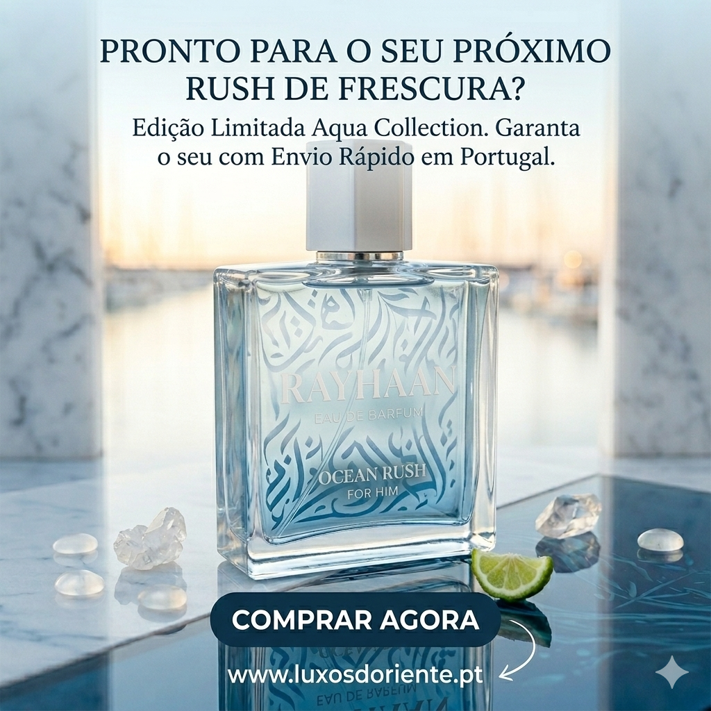 Rayhaan Ocean Rush Eau de Parfum by Luxos do Oriente in a sleek bottle with ocean-themed design.