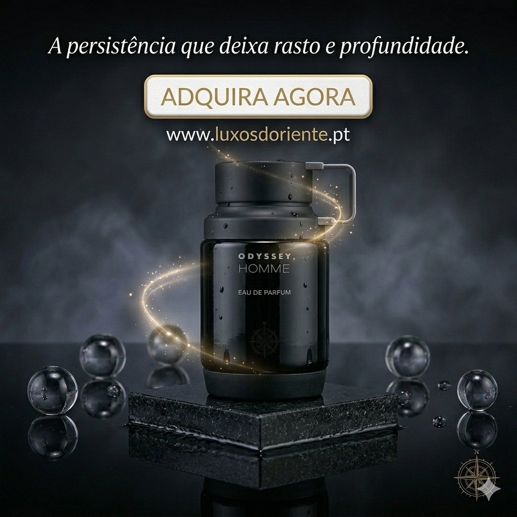 Odyssey Homme Eau de Parfum de Armaf, frasco de perfume masculino com design elegante e detalhes dourados.