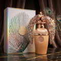 Perfume Eau de Parfum Afeef da Lattafa, fragrância Oud de Ouro, frasco elegante com detalhes dourados, aberto e pronto para uso